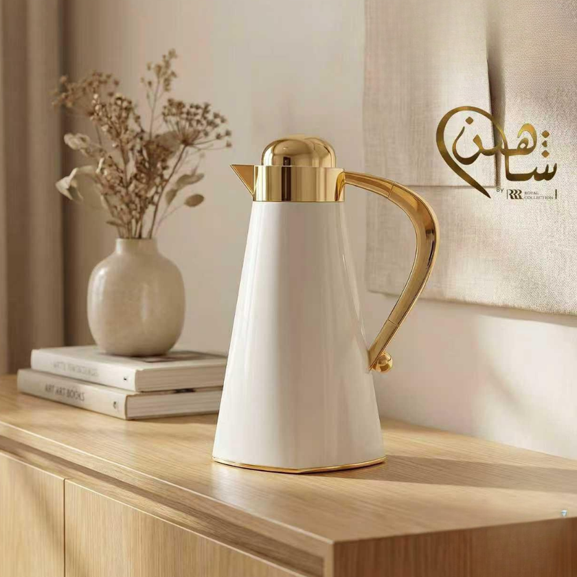 دلة رويال | موديل شاهين | ابيض و ذهبي