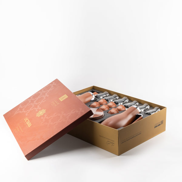Okhtara Full Hospitality Set 21 Pcs - Matte Red Brown + Silver
