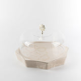 Okhtara 9-Piece Cake Serving Set - Beige + Silver