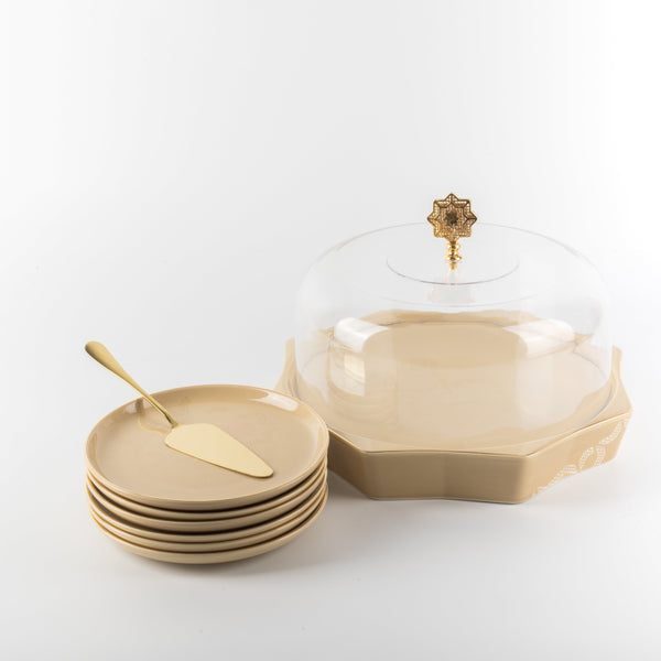 Oktara 9-piece Cake Serving Set - Ivory + Gold