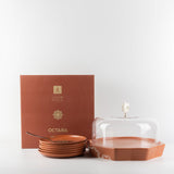 Octara 9-Piece Cake Serving Set - Matte Burgundy + Silver
