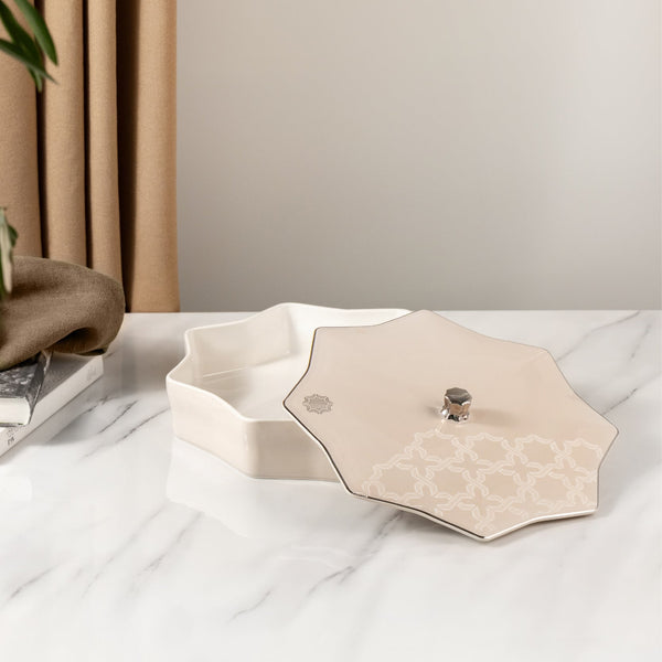 Large Date Box from Octara - Beige + Silver