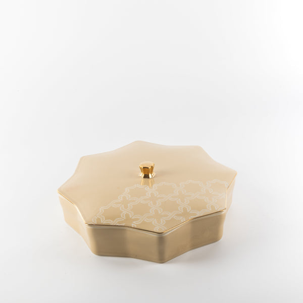 Okhtara Large Tamreya - Ivory + Gold