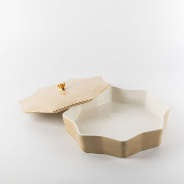 Okhtara Large Tamreya - Ivory + Gold