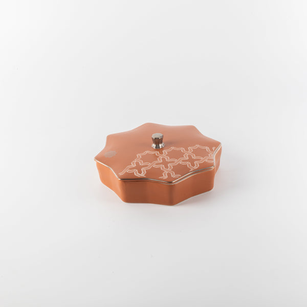 Medium Date Holder from Octara - Matte Reddish Brown + Silver