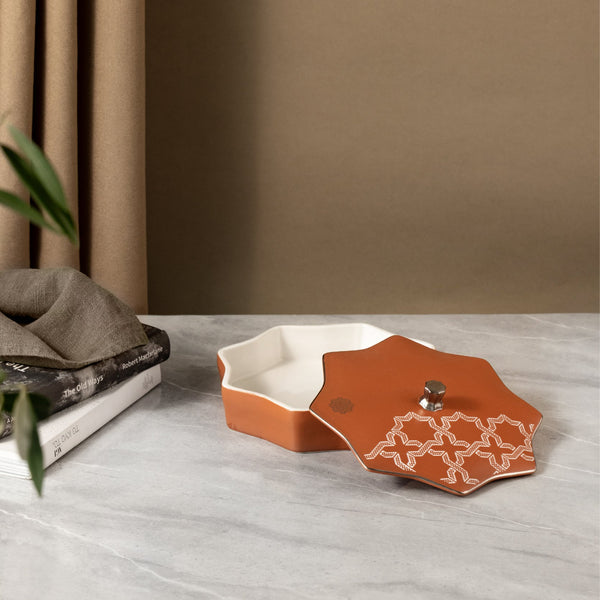 Medium Date Holder from Octara - Matte Reddish Brown + Silver