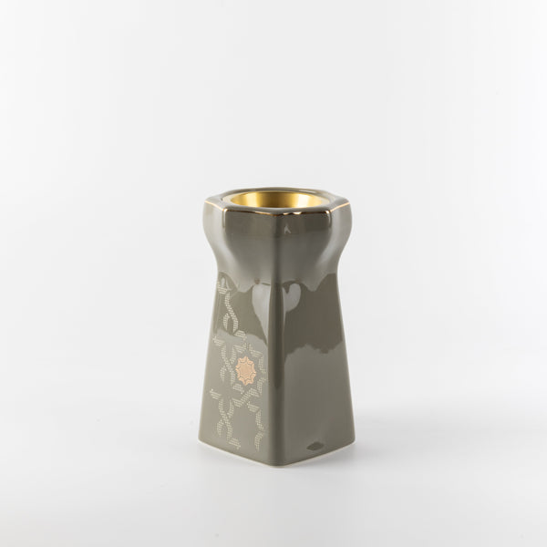 Luxurious Porcelain Incense Burner by Oktara - Grey + Gold