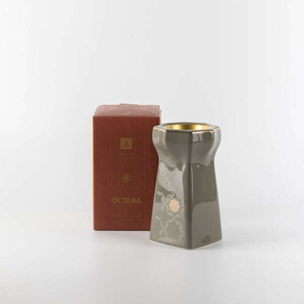 Luxurious Porcelain Incense Burner by Oktara - Grey + Gold