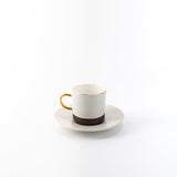 Cedra 12-Piece Porcelain Turkish Coffee Set - Coffee Wood + Gold Rim