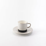 Turkish Porcelain Coffee Set 12-Piece by Sedra - Black Wood + Silver Rim