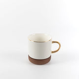12-Piece Porcelain Tea Cup Set by Sidra - Coffee Wood + Gold Rim