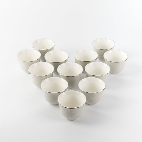 Sidra 12-piece Arabic coffee cup set - Black Wood + Silver Rim