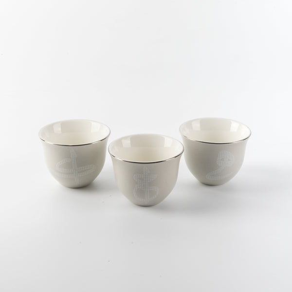 Sidra 12-piece Arabic coffee cup set - Black Wood + Silver Rim