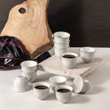 Sidra 12-piece Arabic coffee cup set - Black Wood + Silver Rim