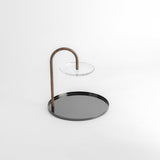 Two-tier stand with holder from Nurhan - Glossy Black + Wood