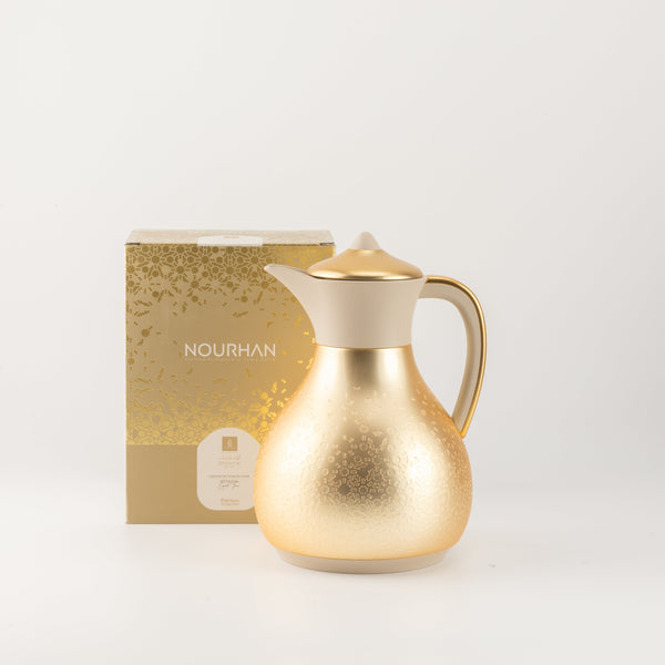 دلة واحدة للشاي أو القهوة من نورهان - ذهبي مطفي + بيج