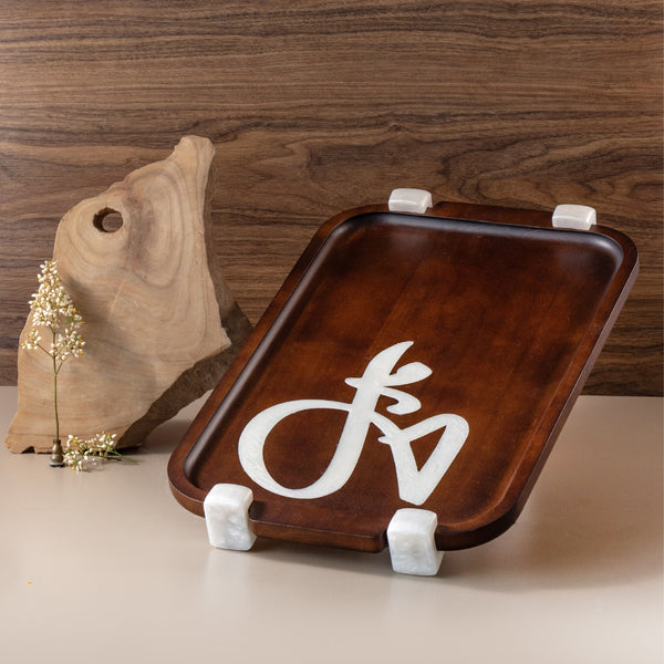 Luxury Cedar Wooden Tray - Coffee Wood + Golden Edge