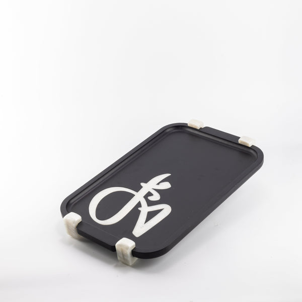 Luxury Wooden Tray by Cedra - Black Wood + Silver Rim