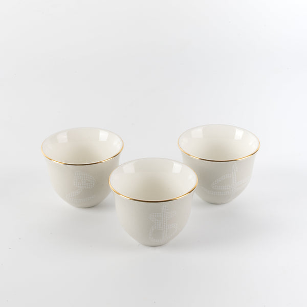 Sidra 19-Piece Arabic Tea and Coffee Set - Coffee Wood + Gold Rim