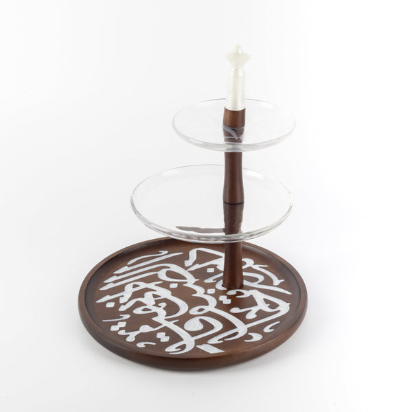 3-tier porcelain stand by Sidra - coffee wood + gold rim