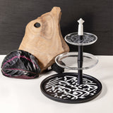 Porcelain 3-tier stand from Sidra - black wood + silver edge
