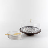 9-Piece Cake Serving Set by Sidra - Coffee Wood + Golden Rim