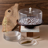 9-Piece Cake Serving Set by Sidra - Coffee Wood + Golden Rim