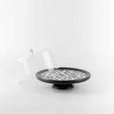 Cedra 9-Piece Cake Serving Set - Black Wood + Silver Rim