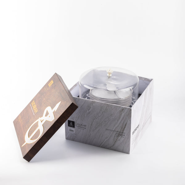 Cedra 9-Piece Cake Serving Set - Black Wood + Silver Rim
