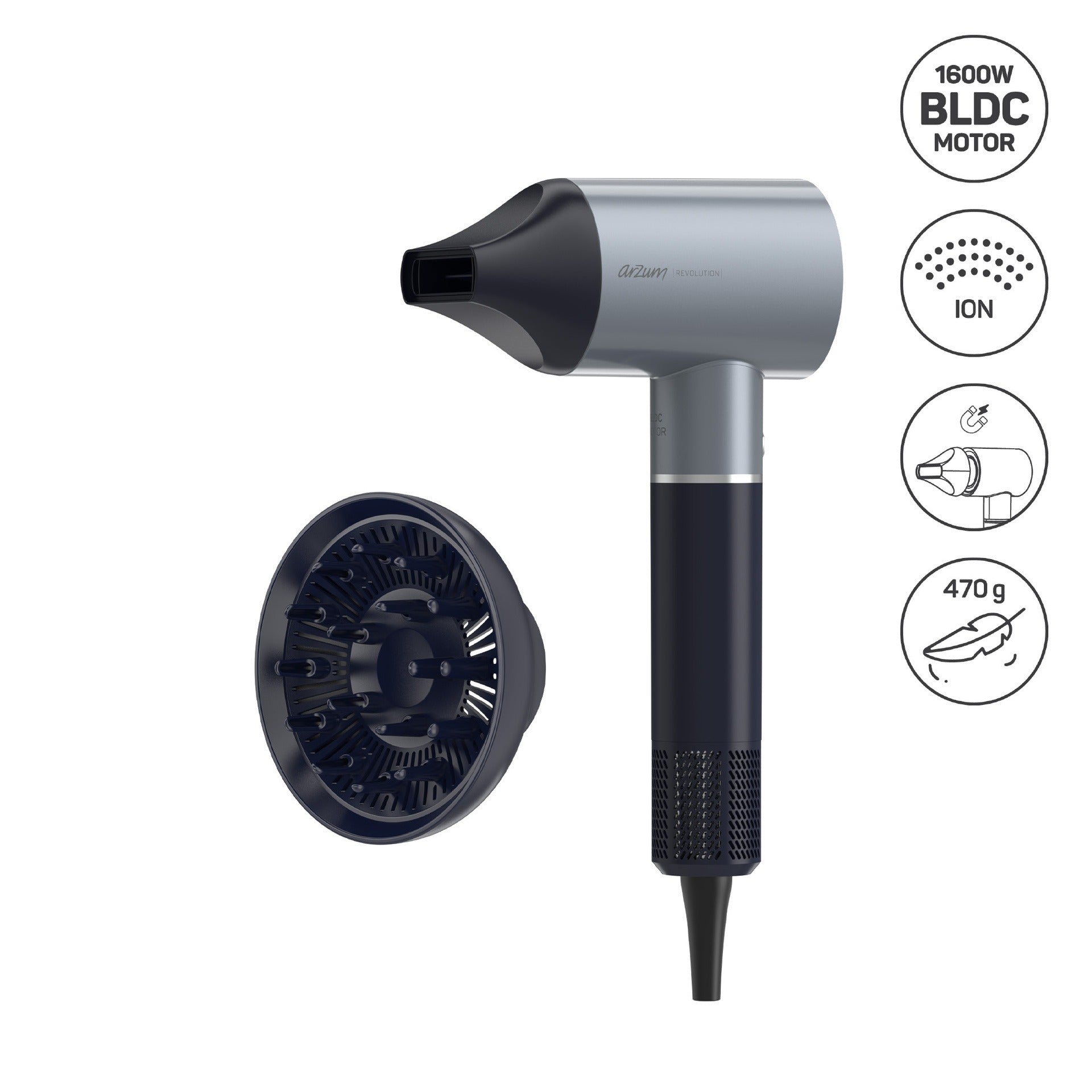 Ar5169 ارزوم مجفف شعر فضي