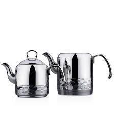 A227-01 Korkmaz Erna Steel Teapot Set, Silver
