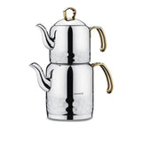 A227-02 Korkmaz Erna Gold Steel Teapot Set