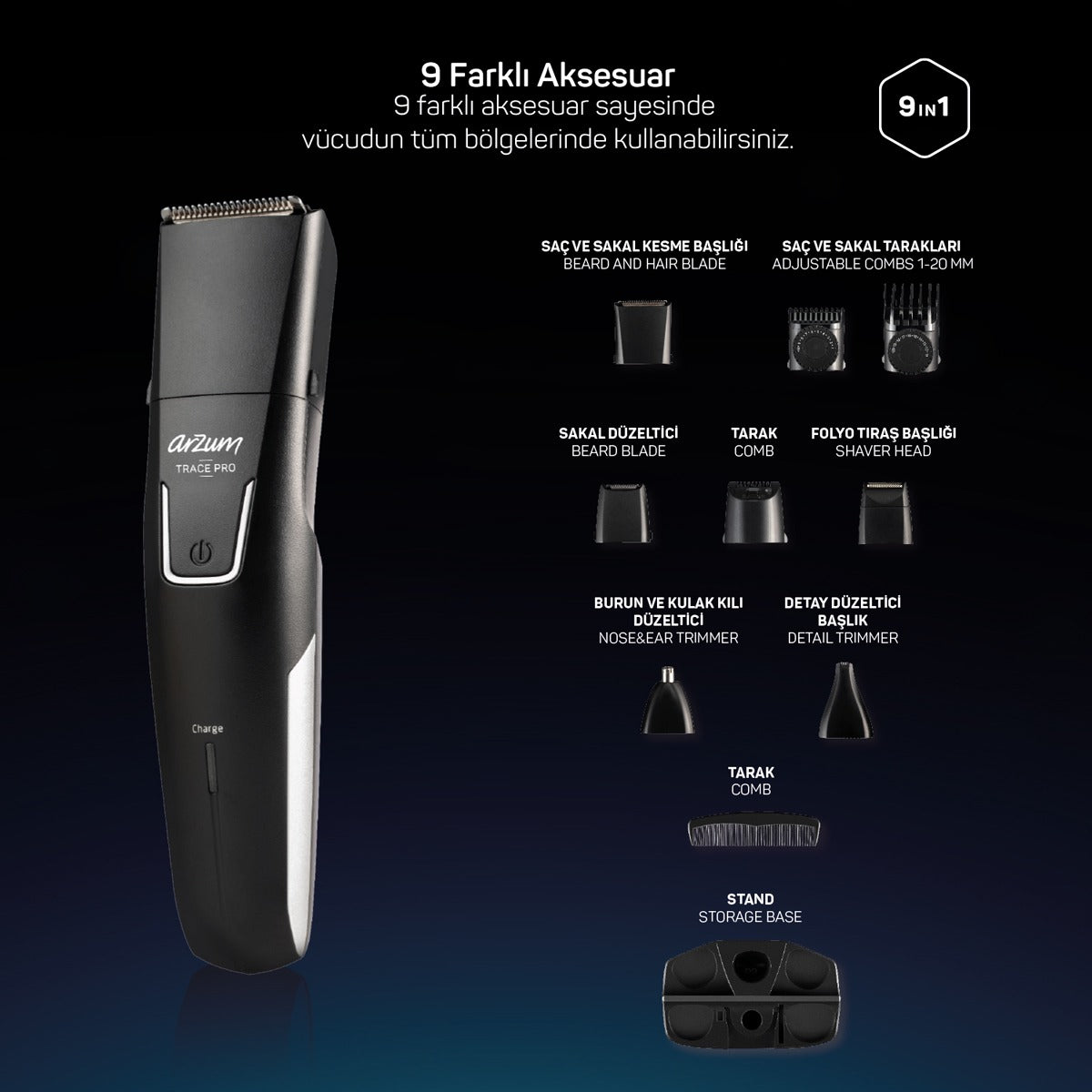 AR5201 ارزوم ماكينة حلاقة 7*1اسود
